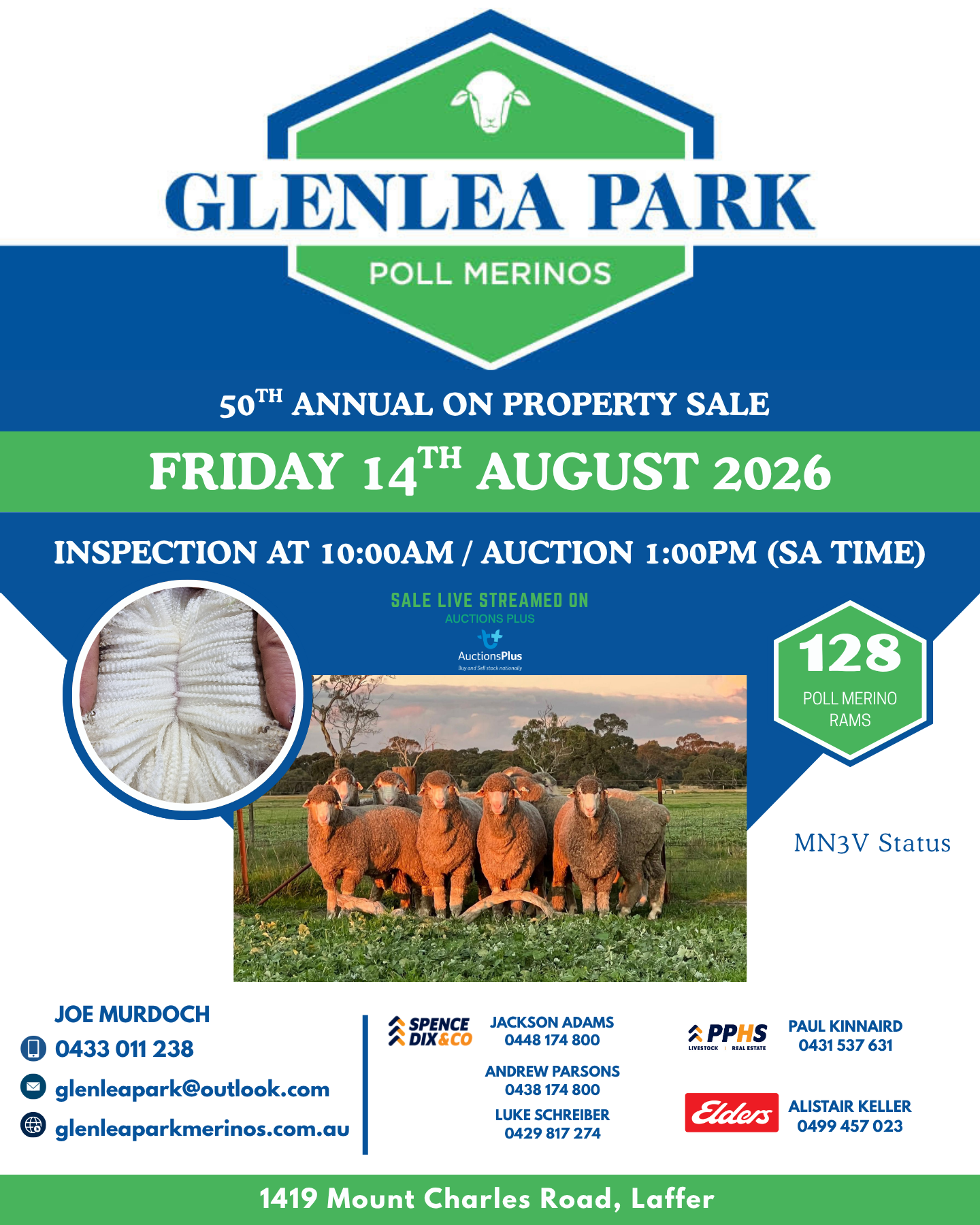 Glenlea Park 50th Annual Poll Merino Ram Sale