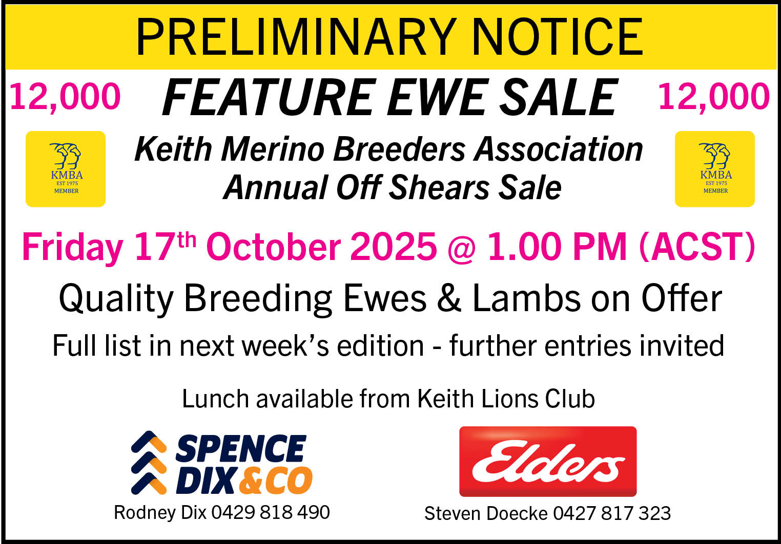 Keith Merino Breeders Association Annual Off Shears Sale
