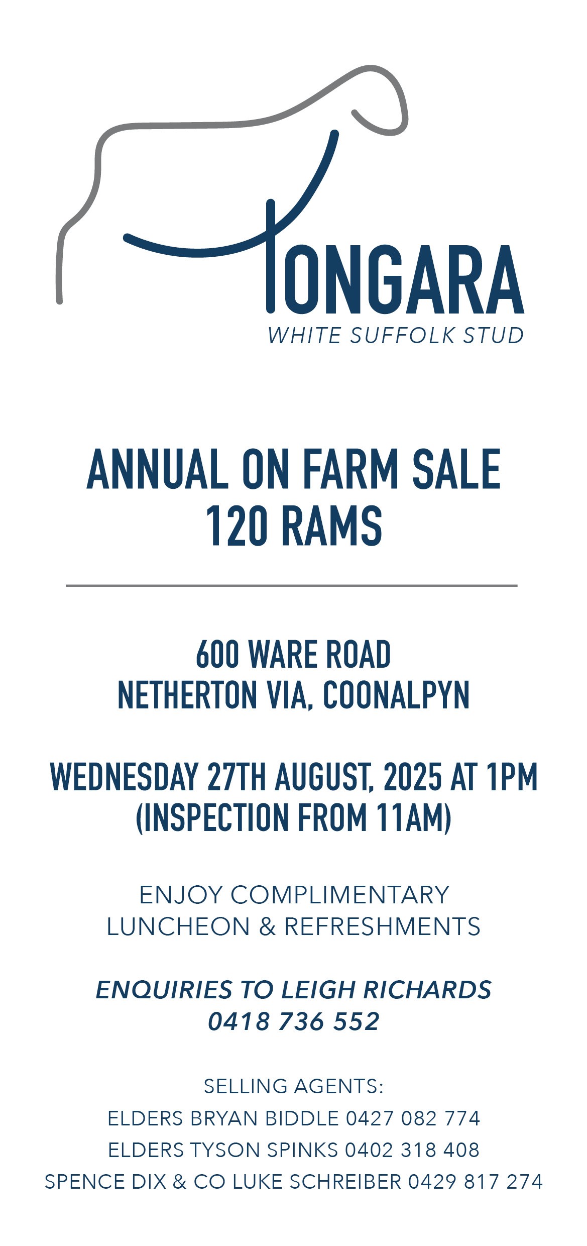 Tongara White Suffolk Stud Annual Ram Sale